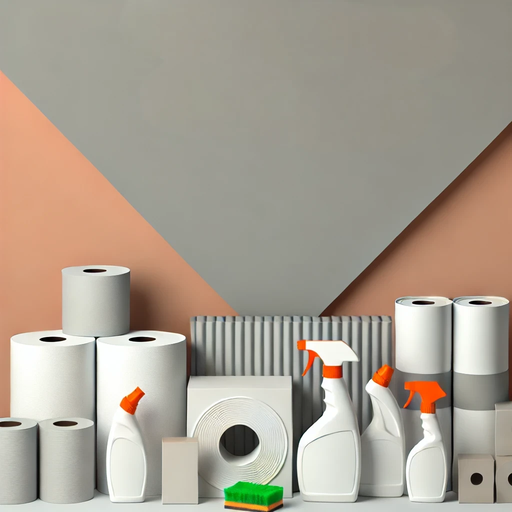 Insumos de aseo e higiene: papel, dispensadores y productos de limpieza